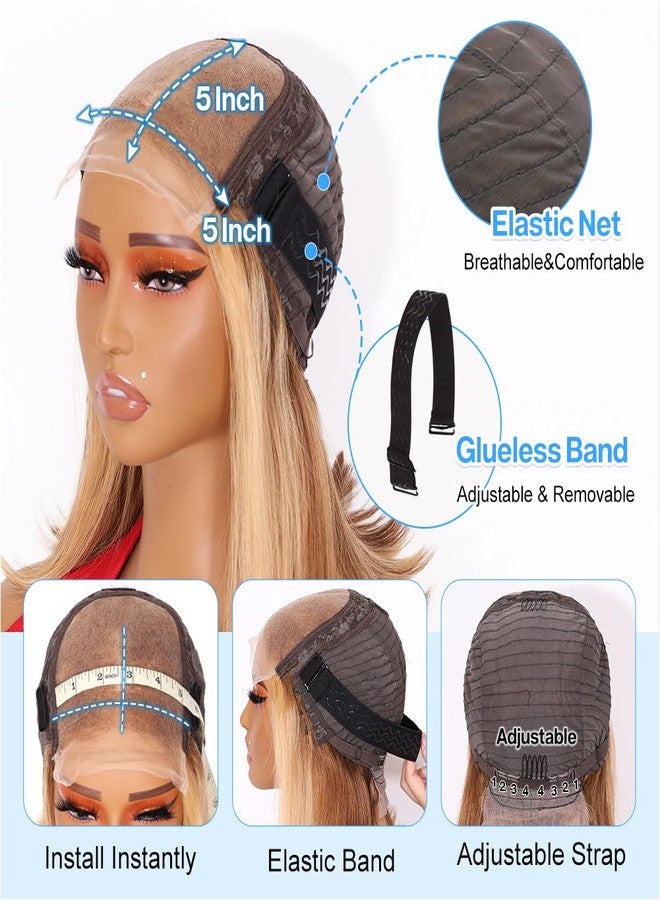 Ailwelia Wear and Go Glueless Bob Wig Human Hair 200% Density 5x5 HD Lace Closure Wigs For Black Women Glueless 5x5 Closure Wigs Human Hair Pre Plucked Bob Highlight Color 12 Inch - Image 3
